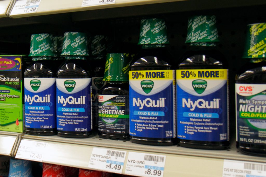 Cold medicine for sale in Walgreens.